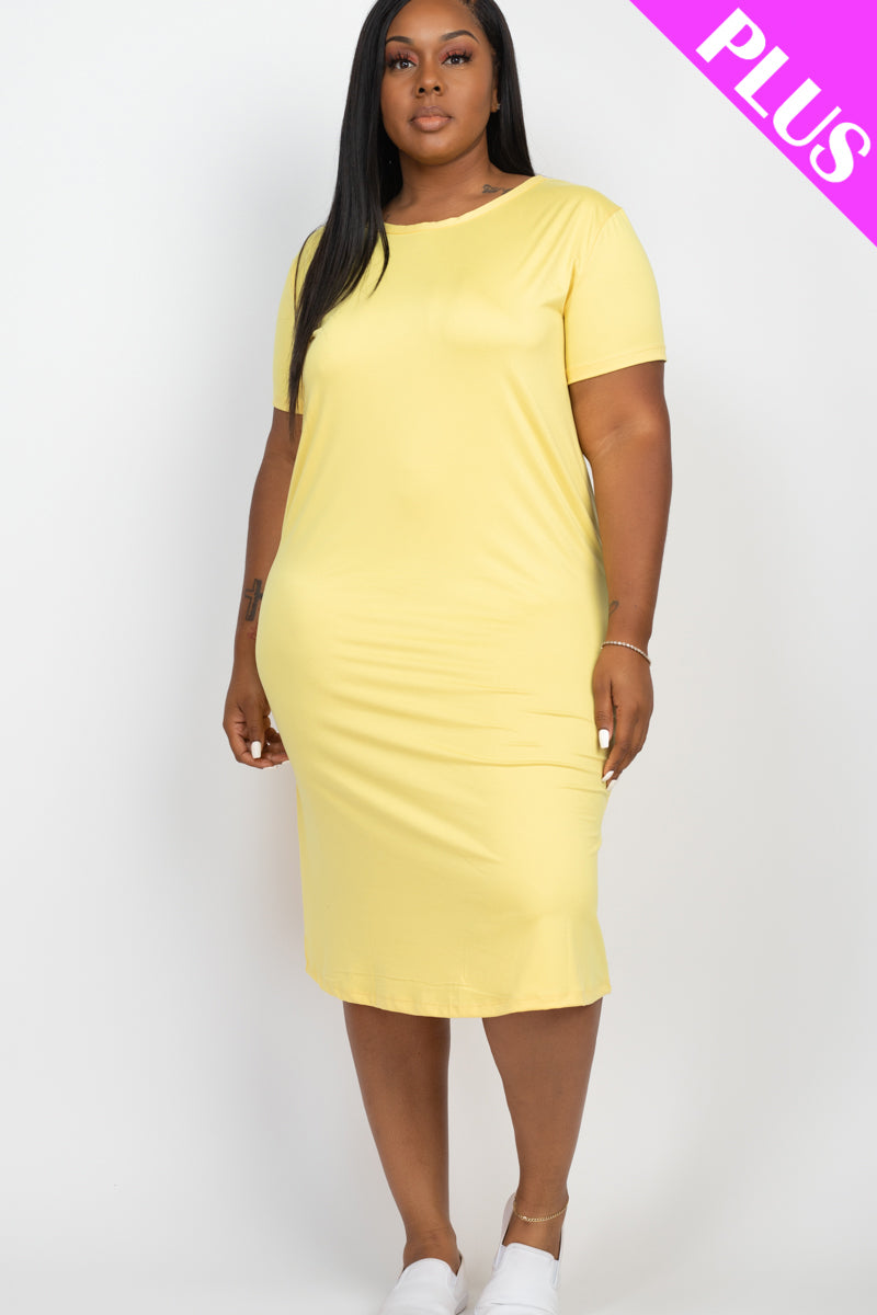 Plus Size Loose Fit Short Sleeve Maxi Dress - Capella Apparel