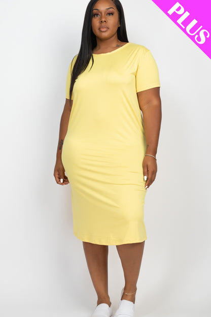 Plus Size Loose Fit Short Sleeve Maxi Dress - Capella Apparel
