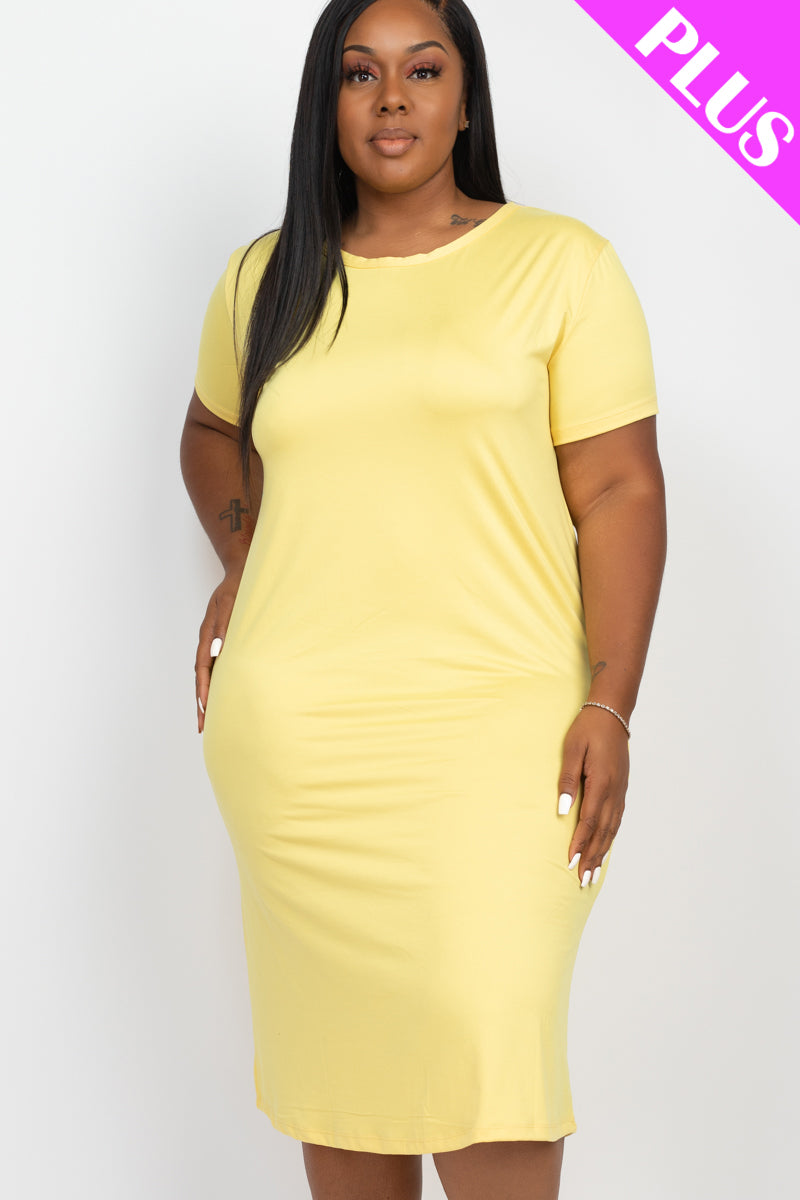 Plus Size Loose Fit Short Sleeve Maxi Dress - Capella Apparel