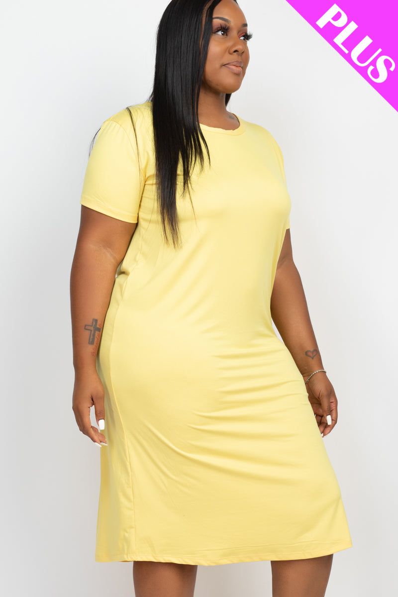 Plus Size Loose Fit Short Sleeve Maxi Dress - Capella Apparel