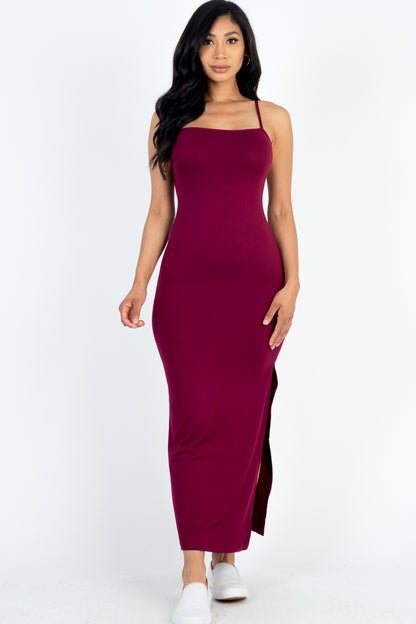 Crisscross Back Split Thigh Maxi Dress - Capella Apparel