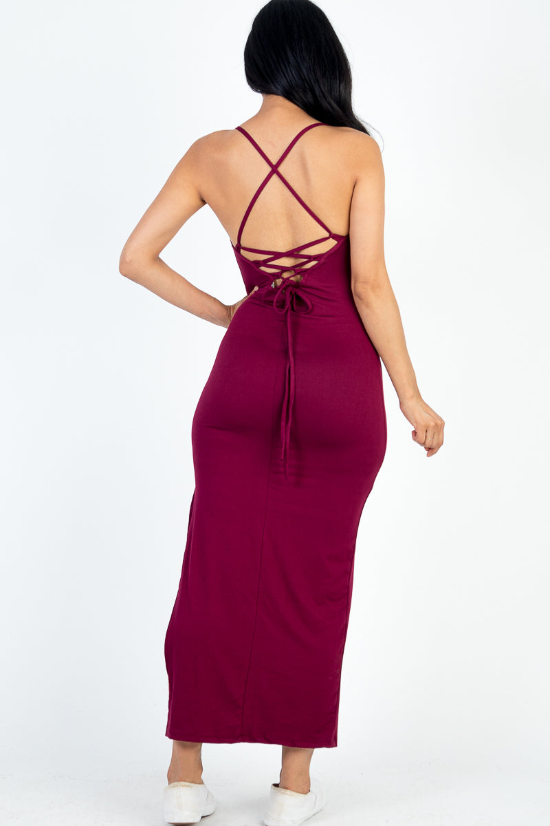 Crisscross Back Split Thigh Maxi Dress - Capella Apparel