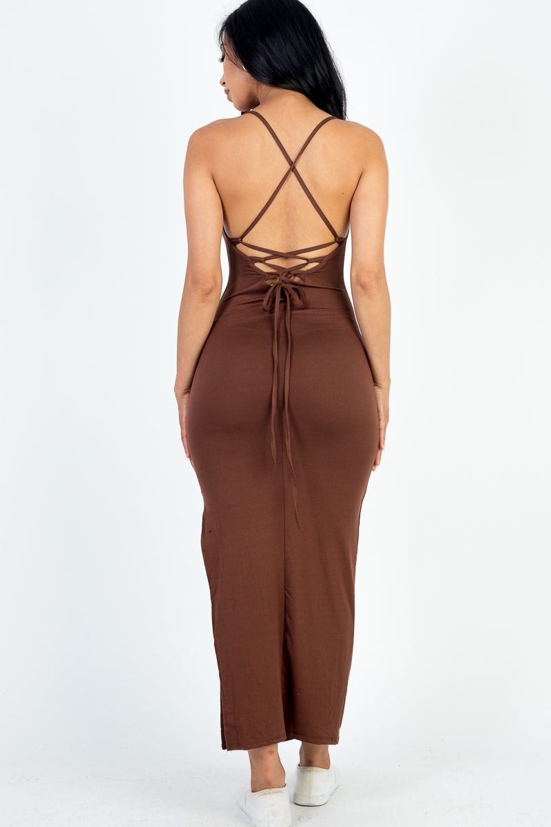 Crisscross Back Split Thigh Maxi Dress - Capella Apparel