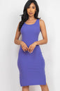 Ribbed Side Slit Tank Midi Dress - Capella Apparel