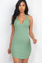 Ribbed Split Neck Tank Mini Dress (CAPELLA) - Capella Apparel