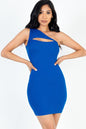 Ribbed One Shoulder Cutout Front Casual Mini Bodycon Dress - Capella Apparel