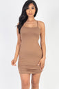 Sexy Solid Color Ruched Crisscross Back Mini Bodycon Dress (CAPELLA) - Capella Apparel