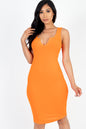 Casual Ribbed Split Neck Bodycon Dress - Capella Apparel