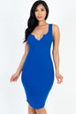 Casual Ribbed Split Neck Bodycon Dress - Capella Apparel