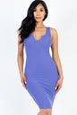Casual Ribbed Split Neck Bodycon Dress (CAPELLA) - Capella Apparel