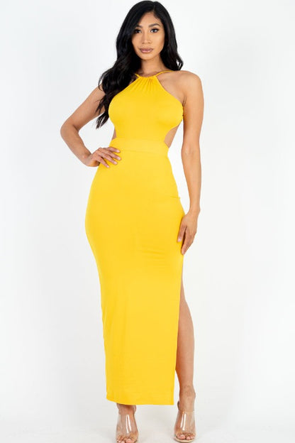 Tie Backless Split Thigh Maxi Dress - Capella Apparel