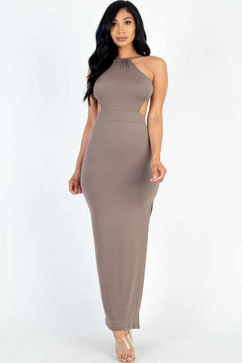 Tie Backless Split Thigh Maxi Dress - Capella Apparel