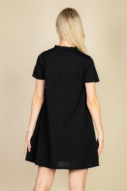 Short Sleeve Crew Neck Tee Shirt Dress - Capella Apparel