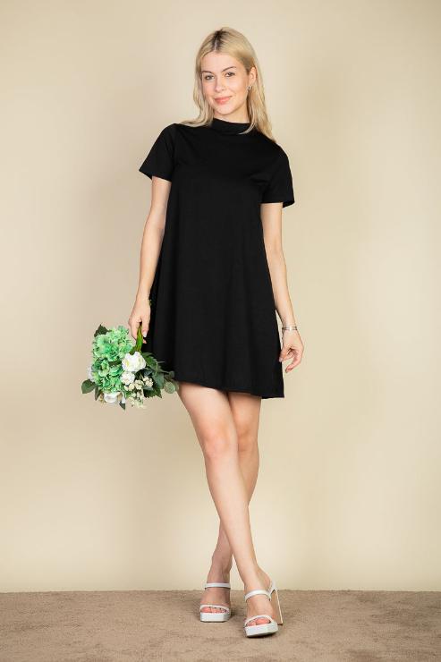 Short Sleeve Crew Neck Tee Shirt Dress - Capella Apparel