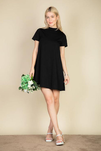 Short Sleeve Crew Neck Tee Shirt Dress - Capella Apparel