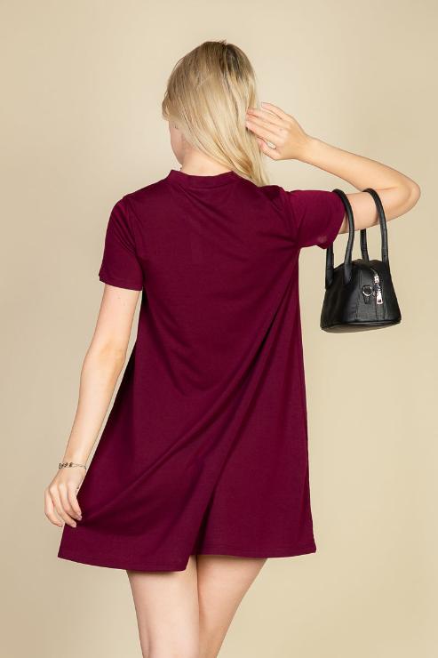 Short Sleeve Crew Neck Tee Shirt Dress - Capella Apparel