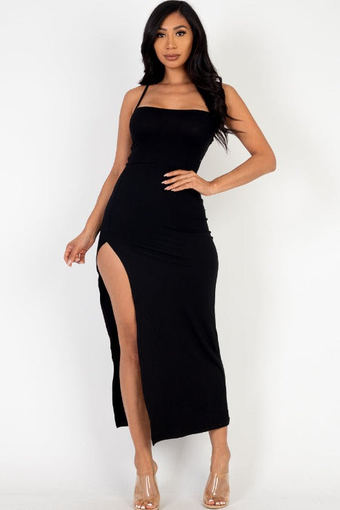 Solid Cami Maxi Slit Dess - Capella Apparel