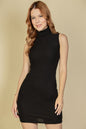 Ribbed Turtle Neck Sleeveless Bodycon Mini Dress (CAPELLA) - Capella Apparel