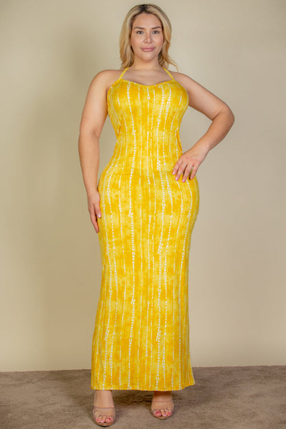 Plus Size Tie Dye Printed Cami Bodycon Maxi Dress (CAPELLA) - Capella Apparel