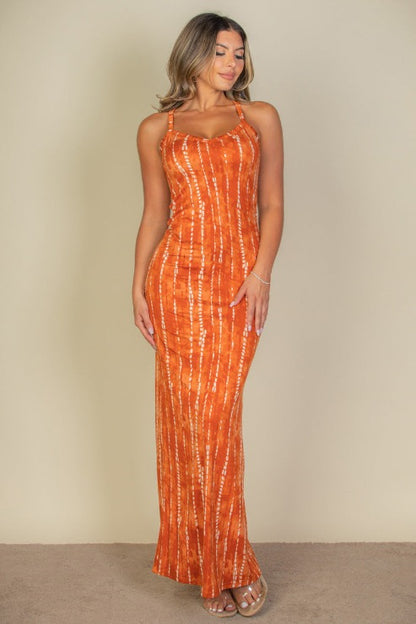 Tie Dye Printed Cami Bodycon Maxi Dress (CAPELLA) - Capella Apparel