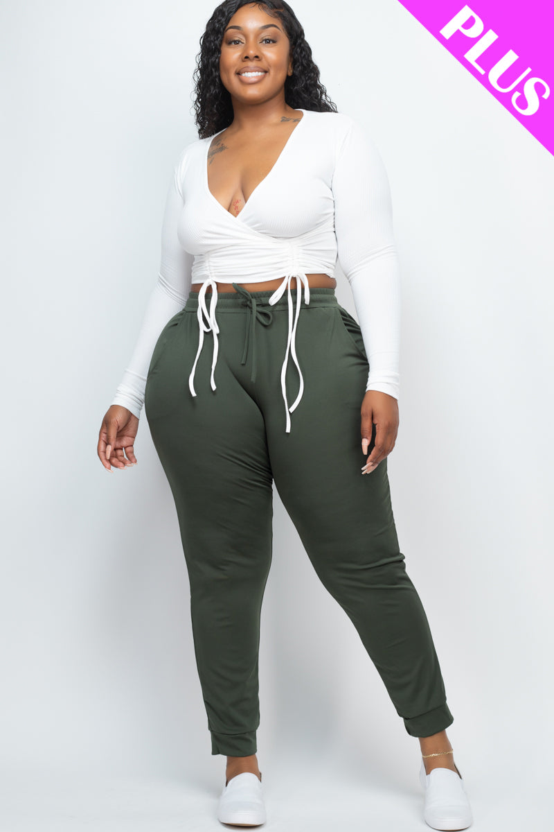 Plus Drawstring Waist Jogger Pants - Wholesale Capella Apparel