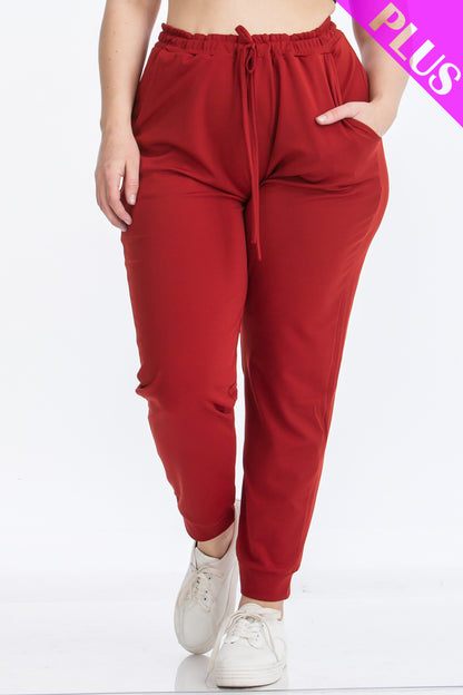 Plus Drawstring Waist Jogger Pants - Wholesale Capella Apparel