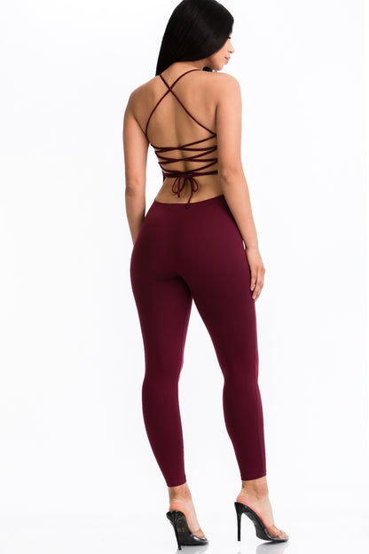 Criss-Cross Open Back Bodycon Jumpsuit - Wholesale Capella Apparel