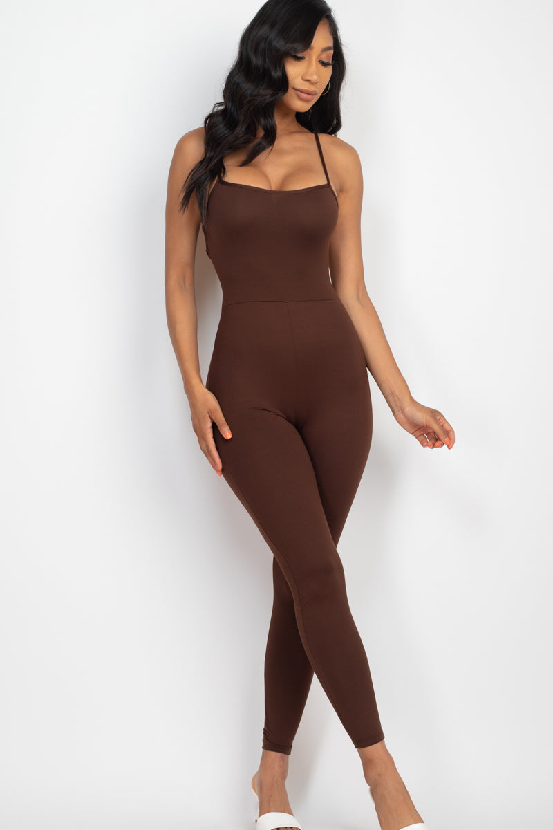 Criss-Cross Open Back Bodycon Jumpsuit (CAPELLA) - Capella Apparel