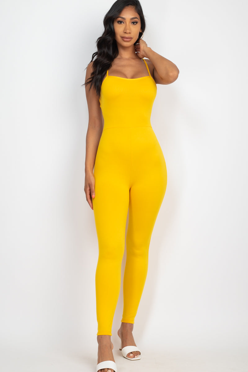 Criss-Cross Open Back Bodycon Jumpsuit - Wholesale Capella Apparel