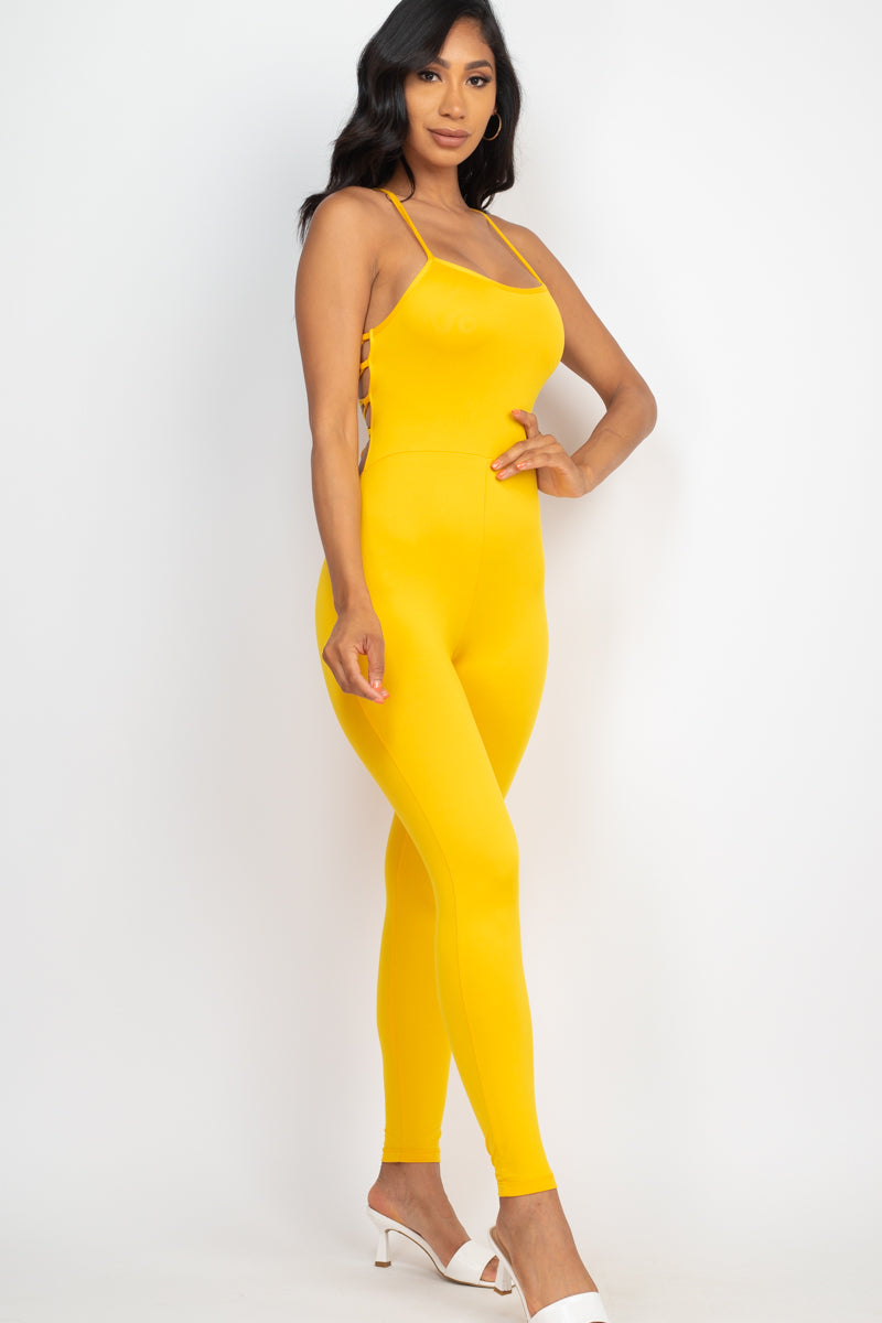 Criss-Cross Open Back Bodycon Jumpsuit - Wholesale Capella Apparel