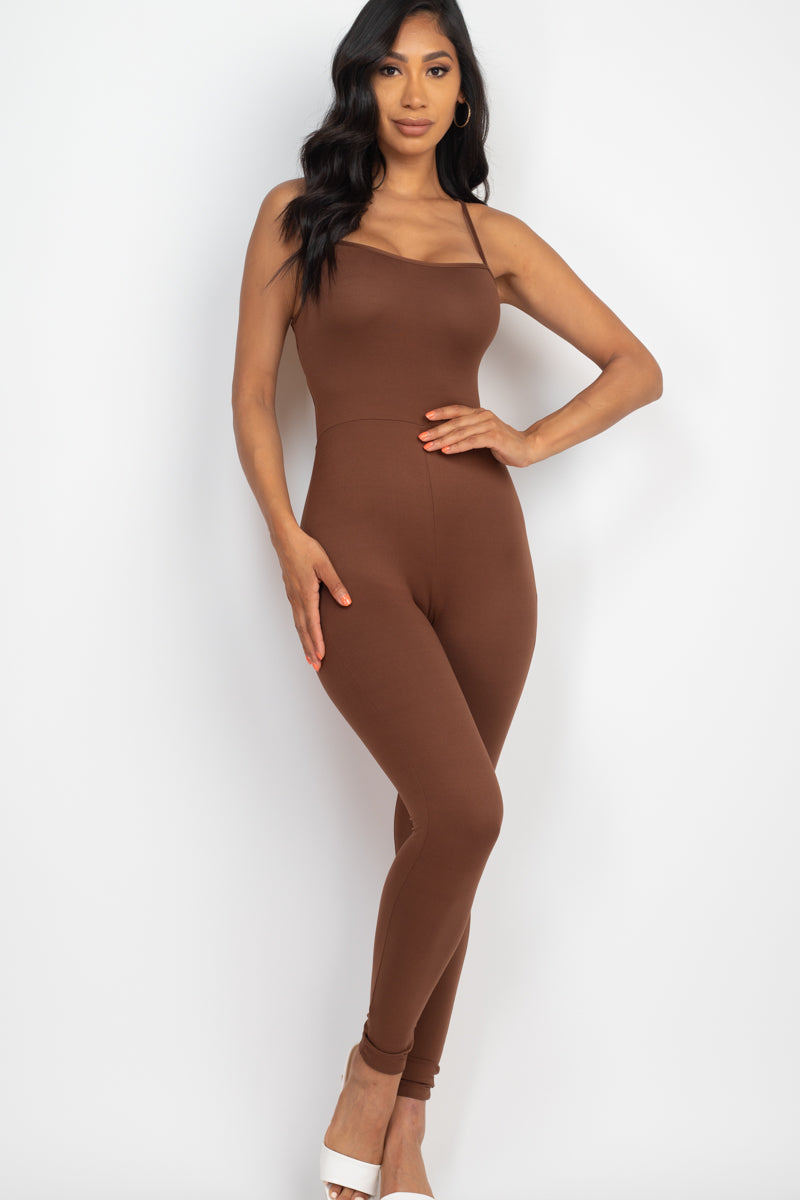 Criss-Cross Open Back Bodycon Jumpsuit - Wholesale Capella Apparel