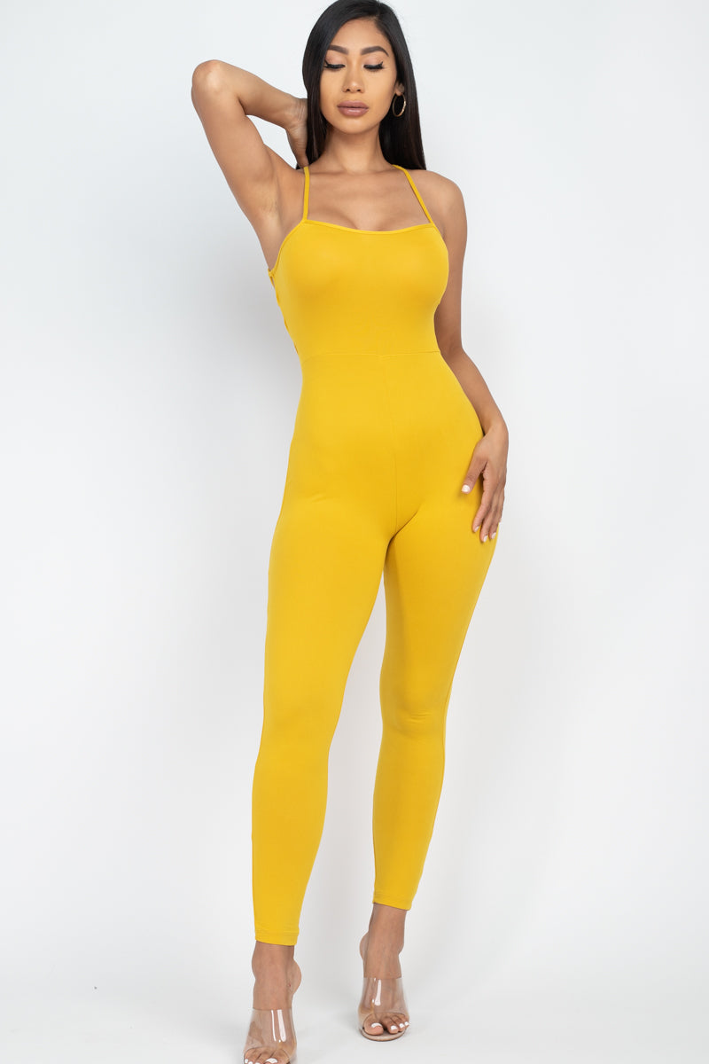 Criss-Cross Open Back Bodycon Jumpsuit - Wholesale Capella Apparel