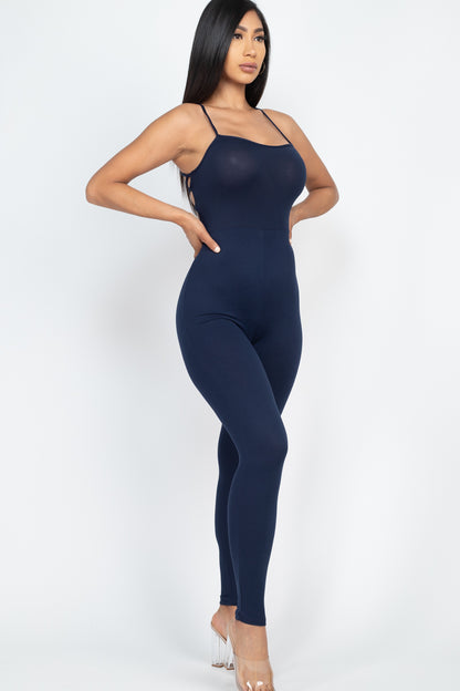 Criss-Cross Open Back Bodycon Jumpsuit - Wholesale Capella Apparel