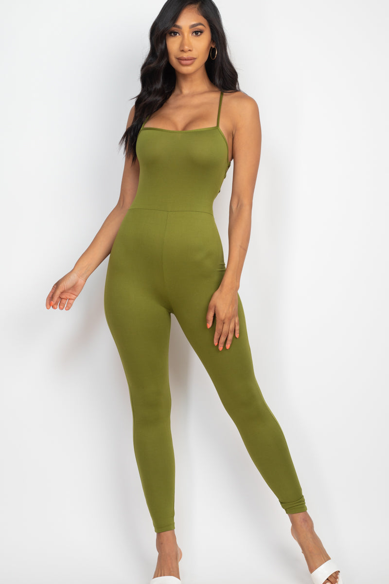 Criss-Cross Open Back Bodycon Jumpsuit - Wholesale Capella Apparel