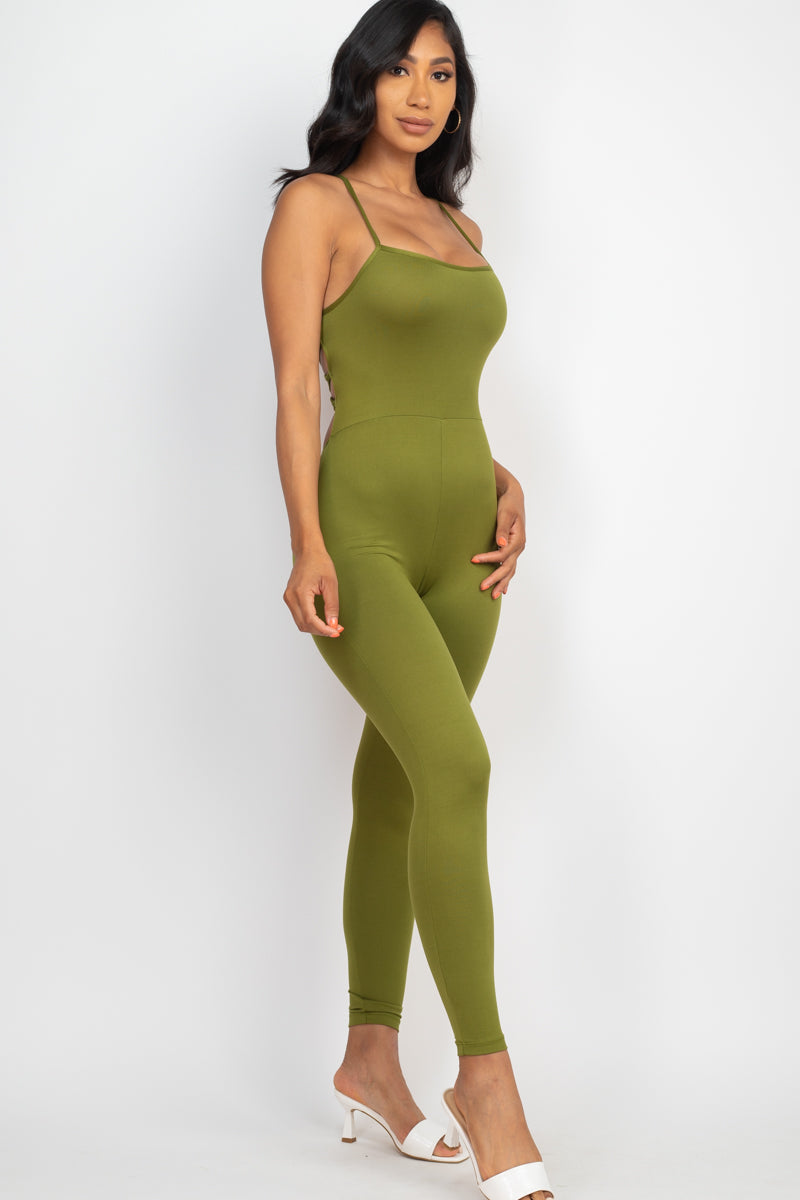 Criss-Cross Open Back Bodycon Jumpsuit - Wholesale Capella Apparel