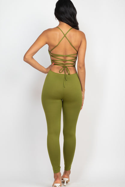 Criss-Cross Open Back Bodycon Jumpsuit - Wholesale Capella Apparel