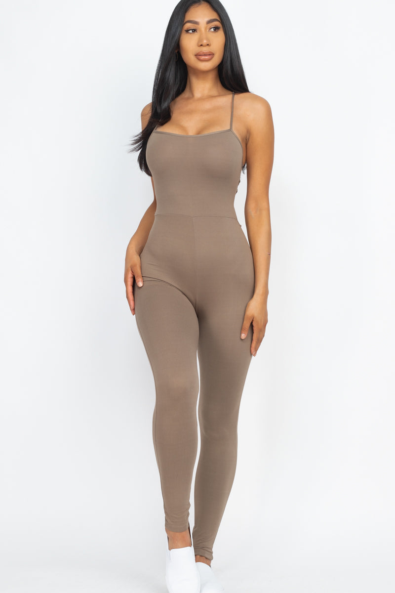 Criss-Cross Open Back Bodycon Jumpsuit - Wholesale Capella Apparel