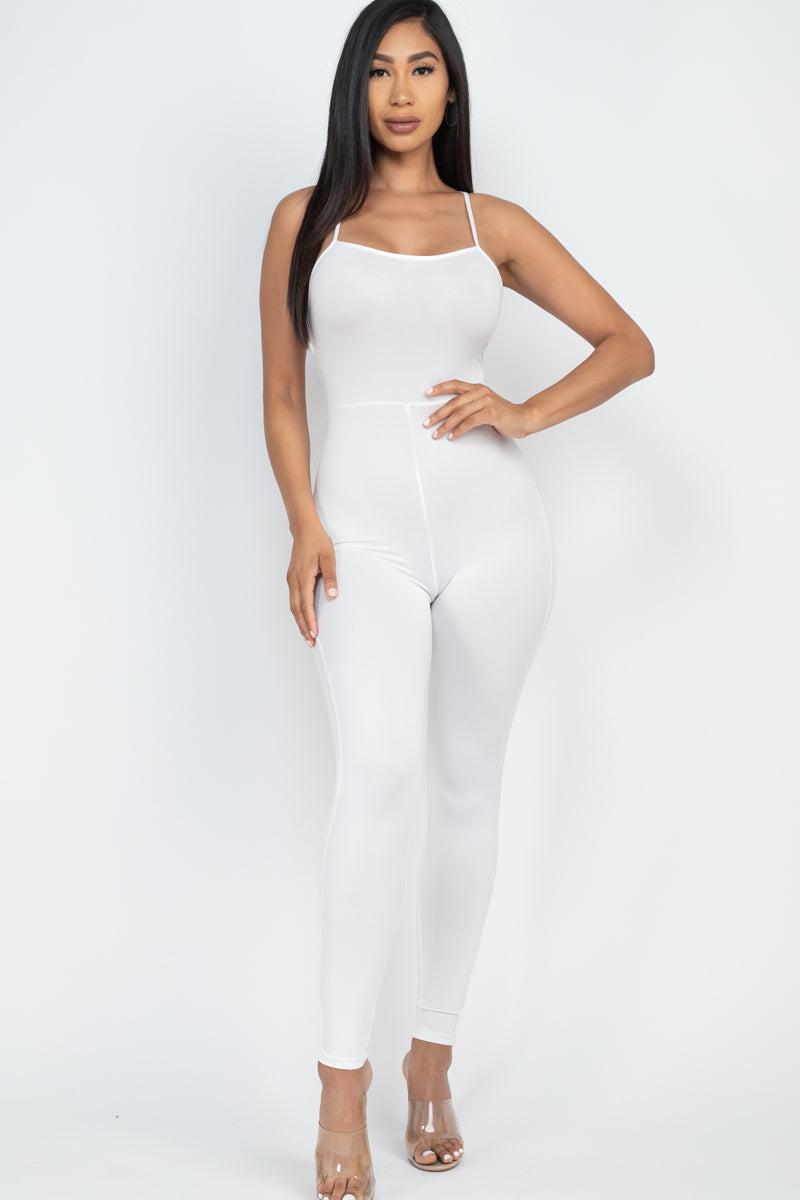 Criss-Cross Open Back Bodycon Jumpsuit - Wholesale Capella Apparel