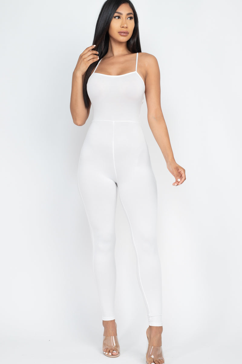 Criss-Cross Open Back Bodycon Jumpsuit - Wholesale Capella Apparel