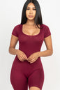 Short Sleeve Scoop Neck Bodycon Romper (CAPELLA) - Capella Apparel