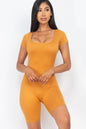 Short Sleeve Scoop Neck Bodycon Romper (CAPELLA) - Capella Apparel