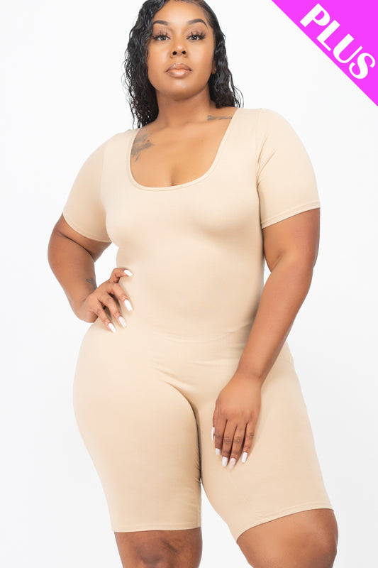 Plus Size Short Sleeve Bodycon Romper - Wholesale Capella Apparel