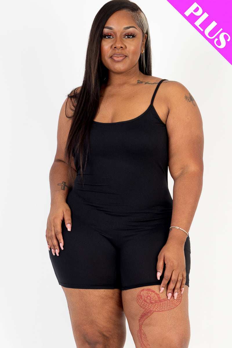 Plus Size Backless Cami Romper (CAPELLA) - Capella Apparel