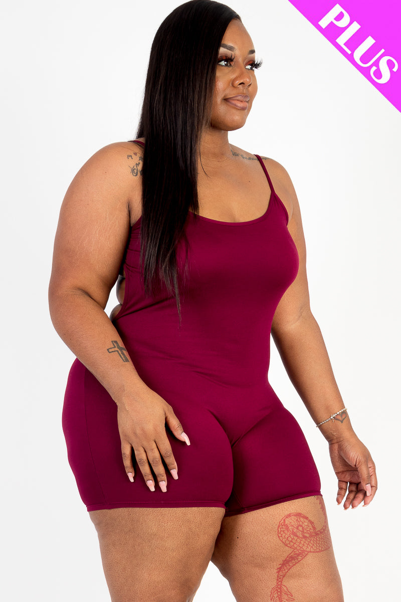 Plus Size Backless Cami Romper - Capella Apparel