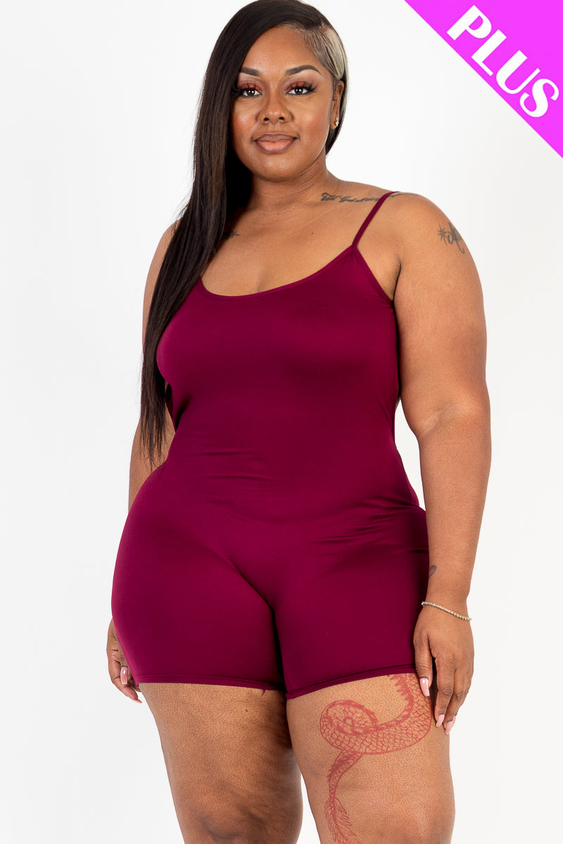 Plus Size Backless Cami Romper - Capella Apparel