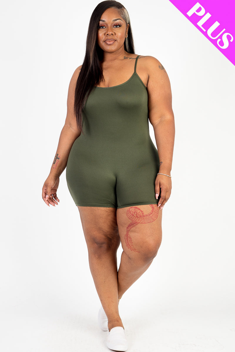 Plus Size Backless Cami Romper - Capella Apparel