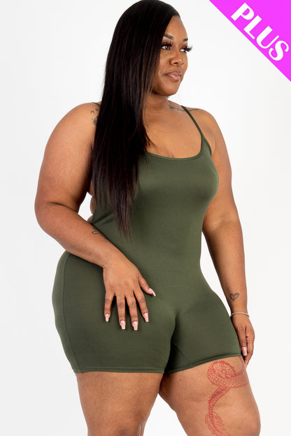 Plus Size Backless Cami Romper - Capella Apparel