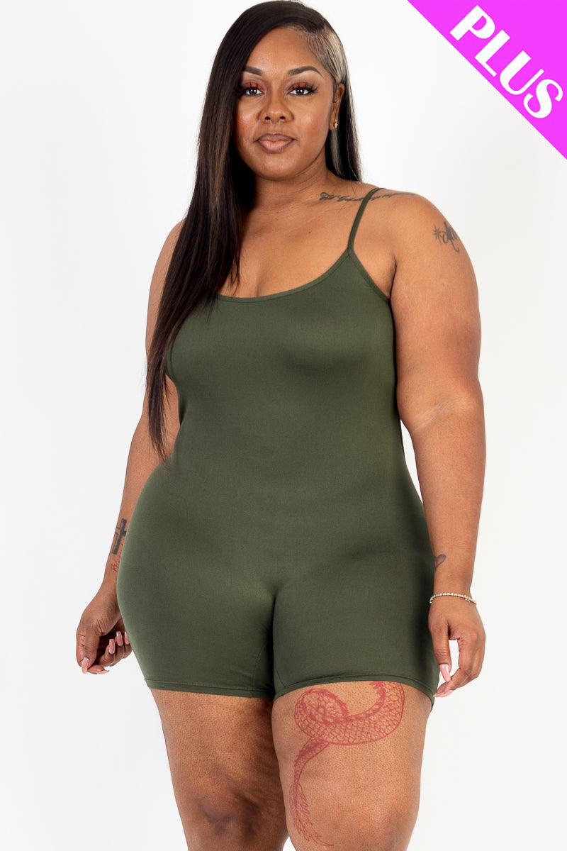 Plus Size Backless Cami Romper - Capella Apparel