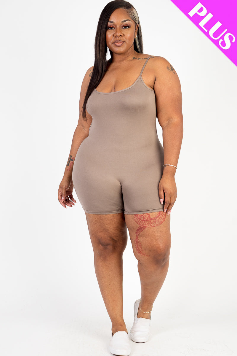 Plus Size Backless Cami Romper - Capella Apparel