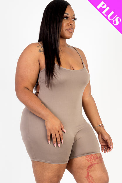 Plus Size Backless Cami Romper - Capella Apparel